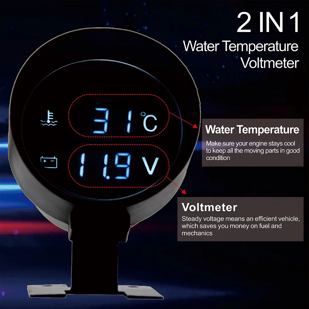 Medidor de temperatura de agua y voltaje para vehículos con sensor y a Foto 7225609-4.jpg