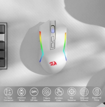 Redragon-ratón m693 inalámbrico/bt y 24g con cable mouse para juegos c