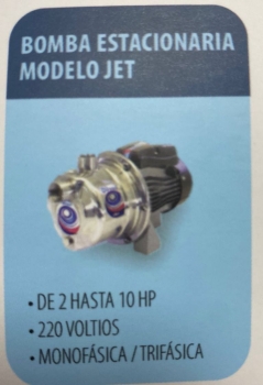 Bomba estacionaria modelo jet 2 hasta 10hp 220v monofasica trifasica