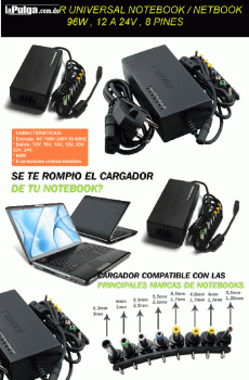 Cargador fuente para laptop universal hptoshiba