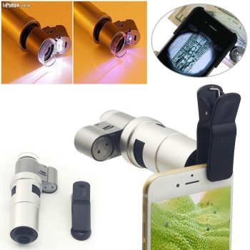 Mini microscopio 200x con luz led para celular / aumento 200x