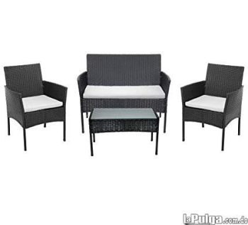 Muebles de jardin exteriores negro ratan