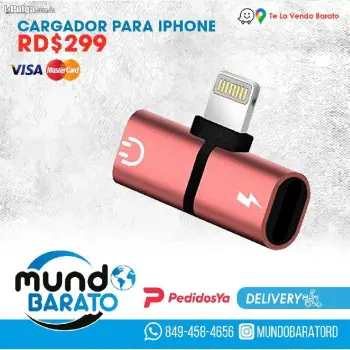 Adaptador para audifonos y carga simultanea iphone 8 9 y x