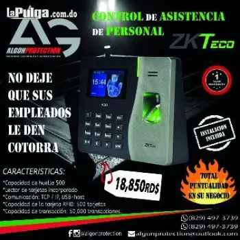 Control de asistencia de personal zkteco instalación incluida