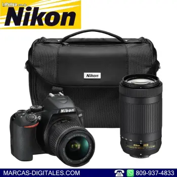 Camara nikon d3500 con lente af-p 18-55mm vr 70-300mm y estuche