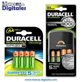 Set duracell de baterias recargables con 6aa 2500mah 2aaa y cargador