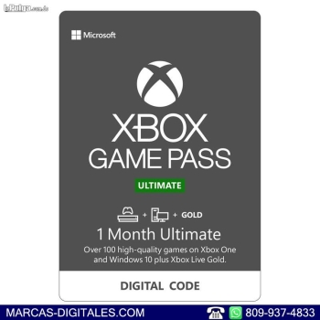 Membresia xbox game pass ultimate 1 mes para mas de 100 juegos