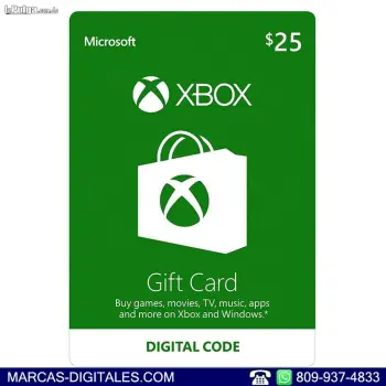 Balance para tienda microsoft xbox 25 usd codigo digital para juegos