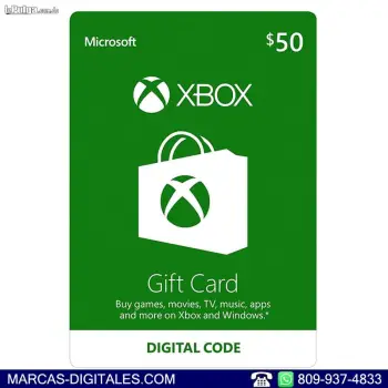 Balance para tienda microsoft xbox 50 usd codigo digital para juegos