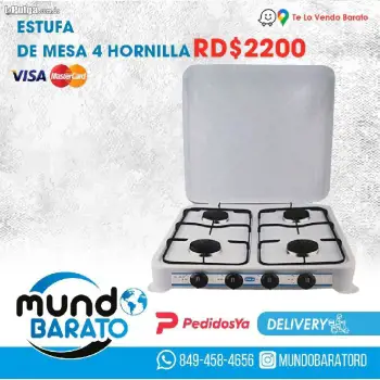 Estufa de mesa a gas 4 hornillas cocina