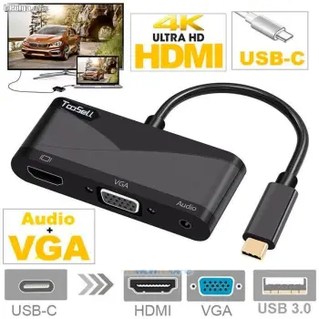 Adaptador tipo c a hdmi  usb 3.1 para laptop celulares 3 en 1