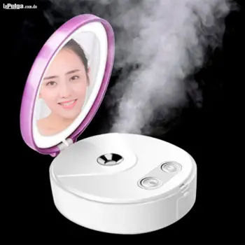 Humidificador vaporizador facial espejo aro luz led cargador portátil