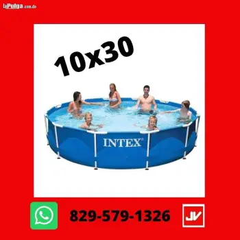 Piscina 10x30 intex azul redonda familiar