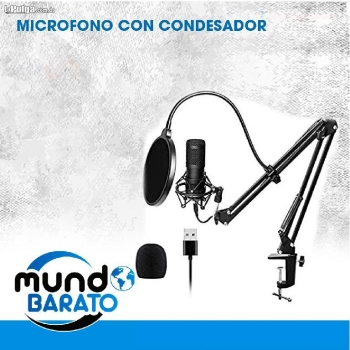 Microfono de condensador ajustable kit studio profesional usb
