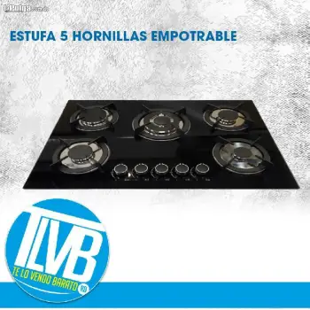 Estufa empotrable cristal templado vitrocristal gas 5 quemadores cocin