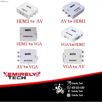 Convertidor adaptador hdmi rca vga av 1080p full hd