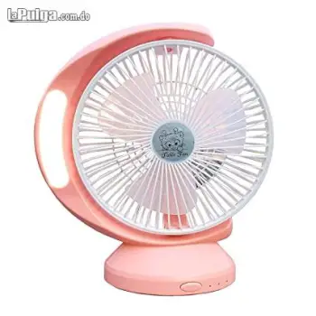 Ventilador recargable pequeño con luz led 3 velocidades abanico