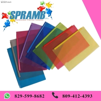 Folder translucido con barra plastica de color