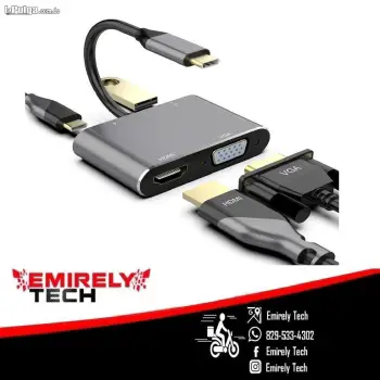 Adaptador tipo c 4 en 1 vgatipo c usb 3.0 hdmi 4