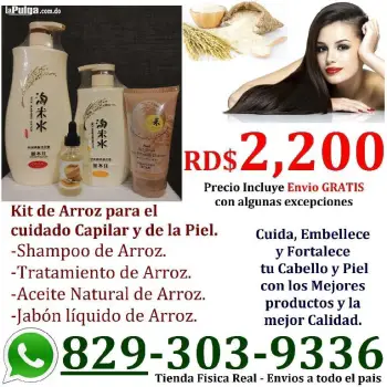 Kit de  4 productos importados de thailandia arroz extracto cabello