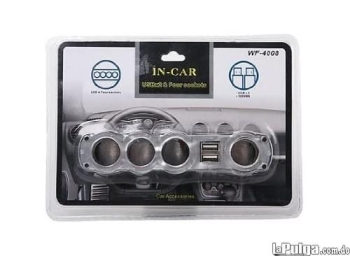 Cargador de carro triple con 2 usb