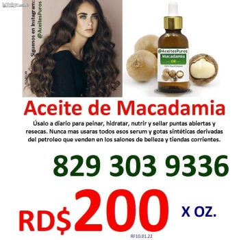 Aceite aceites de macadamia purisimo para el cabello genuino original