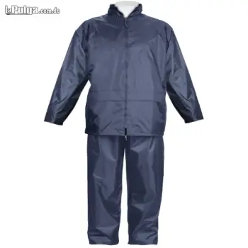 Traje impermeable de nylon color azul