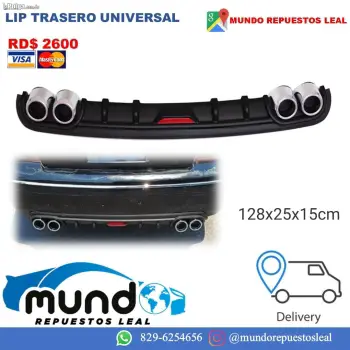 Lip trasero universal con luz reflectiva y escapes de adorno