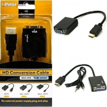Cable hdmi-vga con sonido compatible con cualquier salida de alta def