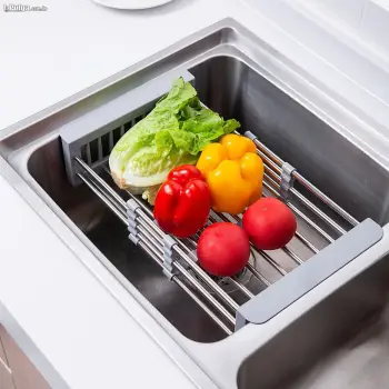 Escurridor retráctil fregadero de cocina ajustable acero inoxidable