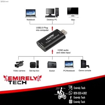 Capturadora de video usb a hdmi 1080p hd adaptador convertidor tarjeta