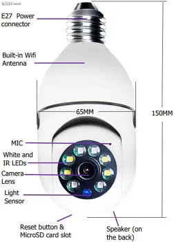 Bombillo camara con deteccion de movimiento full hd