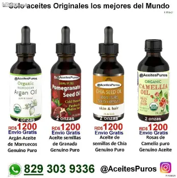 Aceies originales puros certificados importados para la piel y el cabe