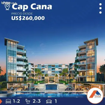 Apartamento en sector punta cana - cap cana 2 habitaciones 1 parqueos