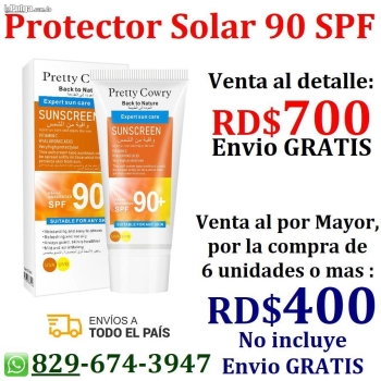 Protector solar de alto factor solar 90 spf marca famosa pretty cowry