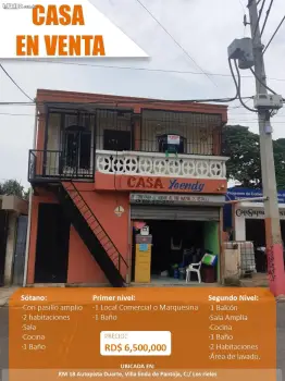 Casa de 2 niveles y 1 sótano