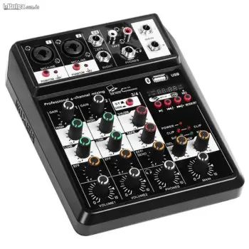 Mezclador de audio de 4 canales mixer usb portatil