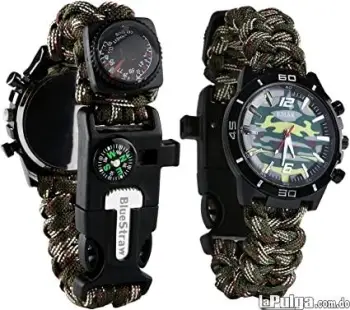 Reloj de paracord con múltiples herramientas de supervivencia pulsa b