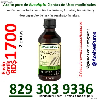 Aceite esencial de eucalipto puro y natural grado terapeutico