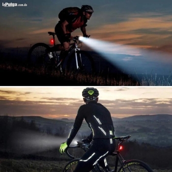 Luz delantera recargable y con bocina para bicicleta.