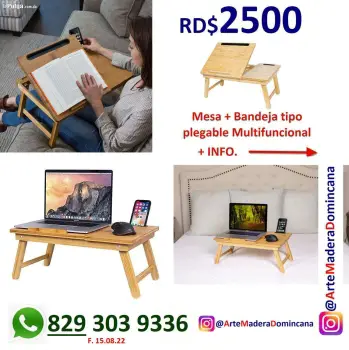 Mesa bandeja multifuncional portatil plegable de bambu bamboo