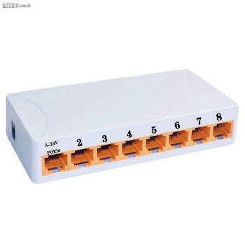 Switch gigabit 8 puertos con entrada poe rj45 de 5 a 24v