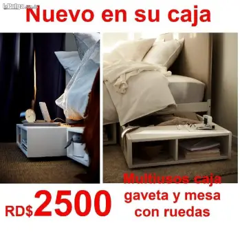 Mueble mesa gaveta mulfuncional con ruedas y almacenaje debajo de la c