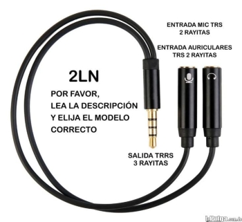 Adaptador divisor de audio audifono y microfono con conector 3.5mm