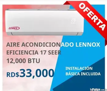 Aire inverter eficiencia 17   y 21  lennox   con garantía