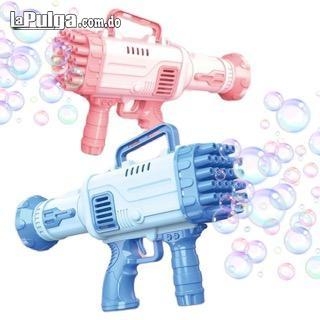 Pistola bazooka de burbujas con 32 agujeros eléctrica.