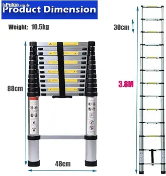 Escalera telescópica de aluminio de 12.5 pies de extensión retractil