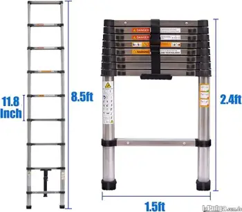 Escalera telescópica de extensión de acero inoxidable de 8.5 pies pl