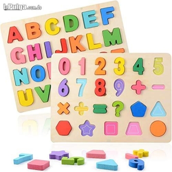 Rompecabezas lego de madera abecedario numero formas alfabeto montesor