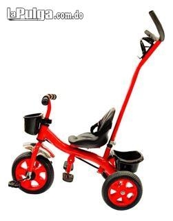 Triciclo para niños con barra de empuje
